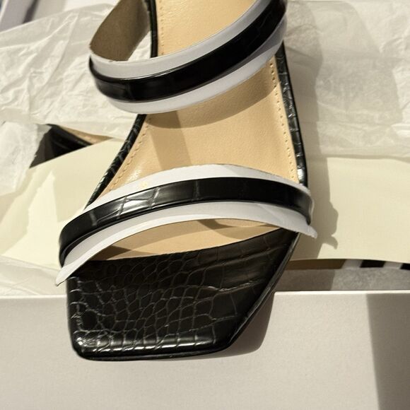 NWT The Drop Women's Avery Square Toe Two Strap High Heeled Sandal Sz 8.5 Black - Picture 9 of 14